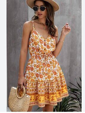 En/Kay Floral Tank Midi Dress